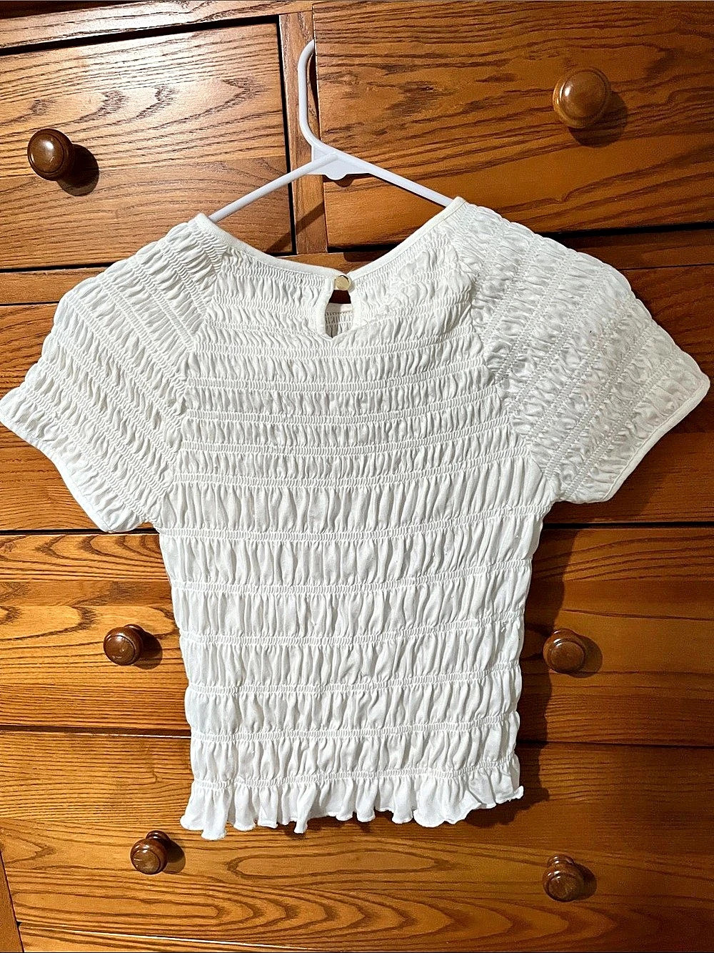Jason Wu White Smocked Short Sleeve Top